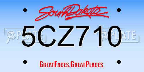 5CZ710 South Dakota License Plate