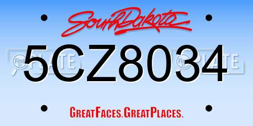 5CZ8034 South Dakota License Plate