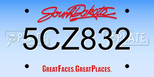 5CZ832 South Dakota License Plate