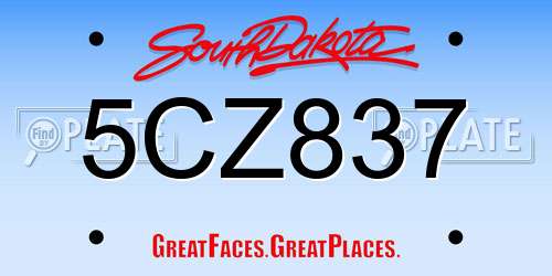 5CZ837 South Dakota License Plate