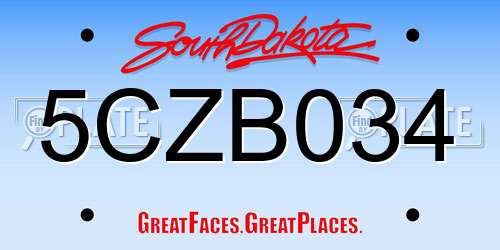 5CZB034 South Dakota License Plate