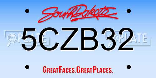 5CZB32 South Dakota License Plate