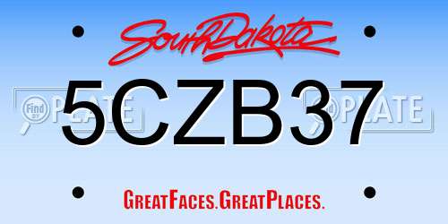 5CZB37 South Dakota License Plate