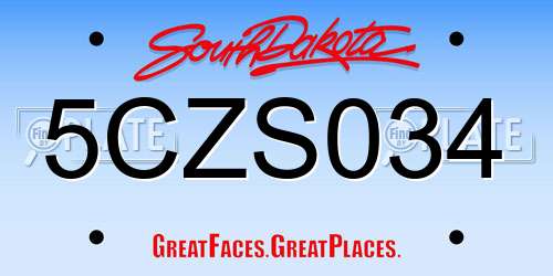 5CZS034 South Dakota License Plate
