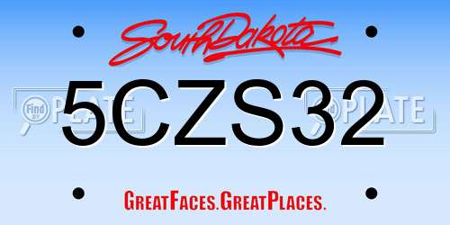 5CZS32 South Dakota License Plate