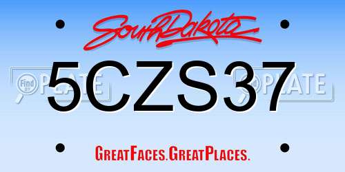 5CZS37 South Dakota License Plate