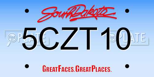 5CZT10 South Dakota License Plate