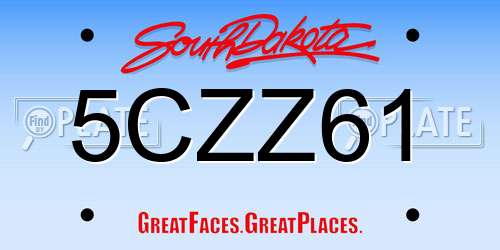 5CZZ61 South Dakota License Plate
