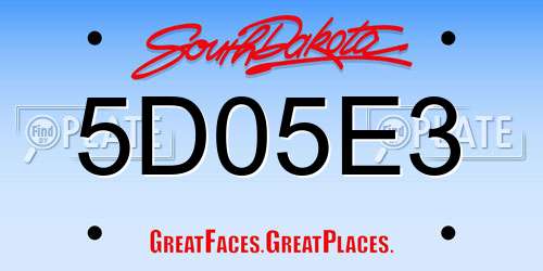 5D05E3 South Dakota License Plate