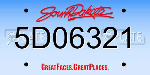 5D06321 South Dakota License Plate