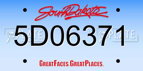 5D06371 South Dakota License Plate
