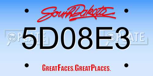 5D08E3 South Dakota License Plate