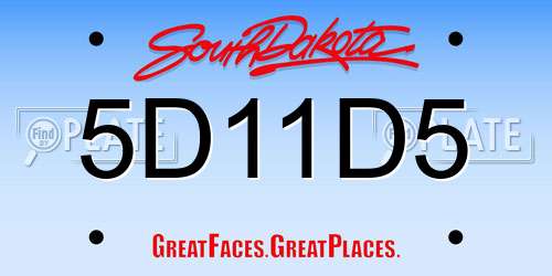 5D11D5 South Dakota License Plate