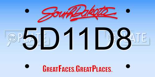 5D11D8 South Dakota License Plate