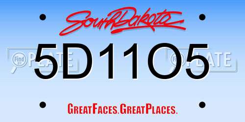 5D11O5 South Dakota License Plate