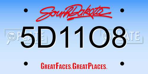 5D11O8 South Dakota License Plate