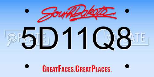 5D11Q8 South Dakota License Plate