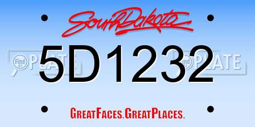 5D1232 South Dakota License Plate