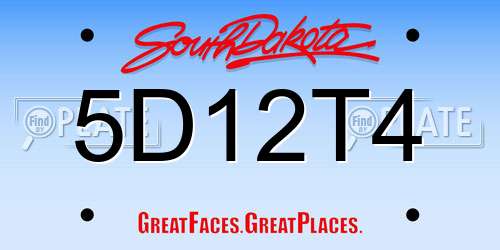 5D12T4 South Dakota License Plate