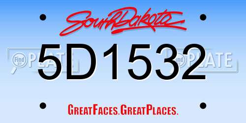 5D1532 South Dakota License Plate