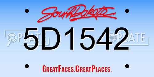 5D1542 South Dakota License Plate