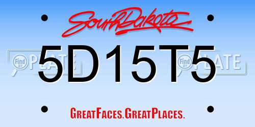 5D15T5 South Dakota License Plate