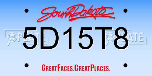 5D15T8 South Dakota License Plate