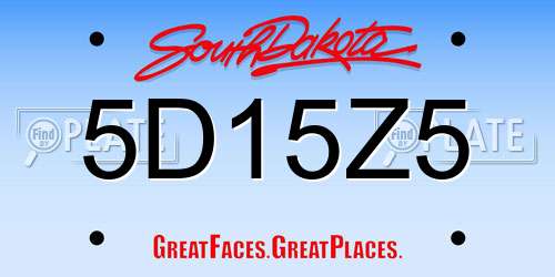 5D15Z5 South Dakota License Plate