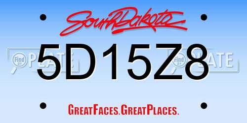 5D15Z8 South Dakota License Plate
