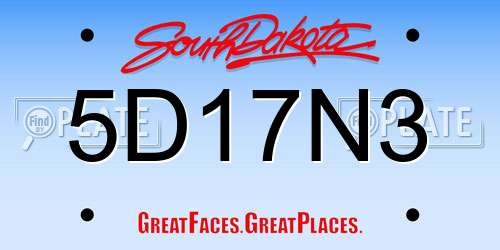 5D17N3 South Dakota License Plate