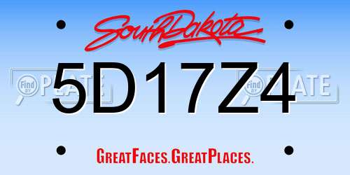 5D17Z4 South Dakota License Plate