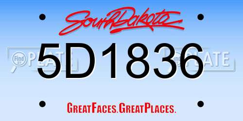 5D1836 South Dakota License Plate