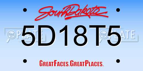 5D18T5 South Dakota License Plate