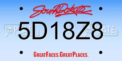 5D18Z8 South Dakota License Plate
