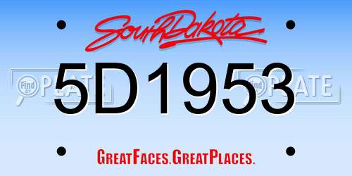 5D1953 South Dakota License Plate