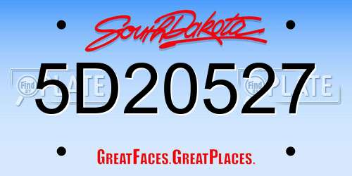 5D20527 South Dakota License Plate
