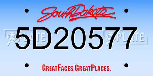 5D20577 South Dakota License Plate