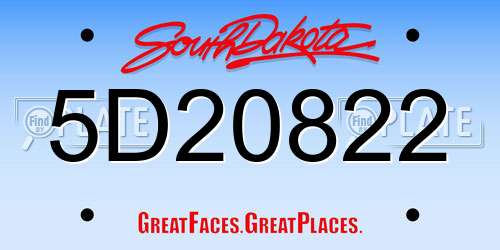 5D20822 South Dakota License Plate