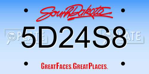 5D24S8 South Dakota License Plate