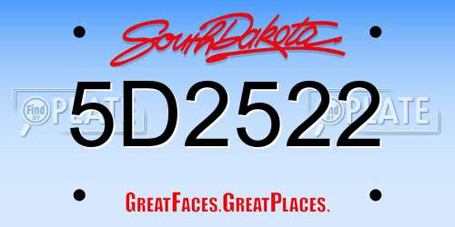 5D2522 South Dakota License Plate