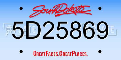 5D25869 South Dakota License Plate