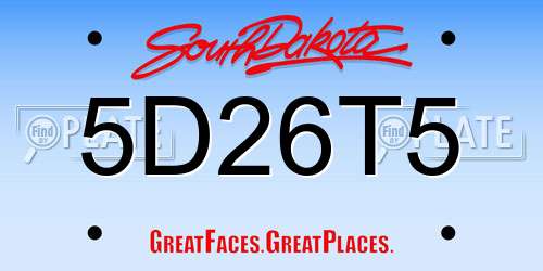 5D26T5 South Dakota License Plate