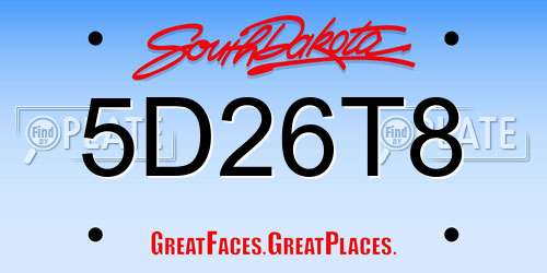 5D26T8 South Dakota License Plate