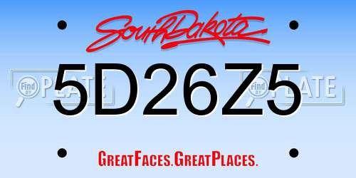 5D26Z5 South Dakota License Plate