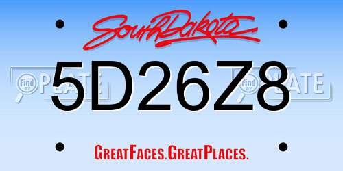 5D26Z8 South Dakota License Plate