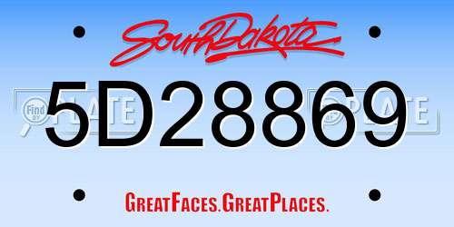 5D28869 South Dakota License Plate