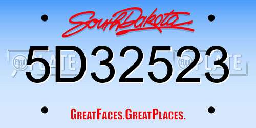 5D32523 South Dakota License Plate