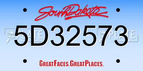 5D32573 South Dakota License Plate