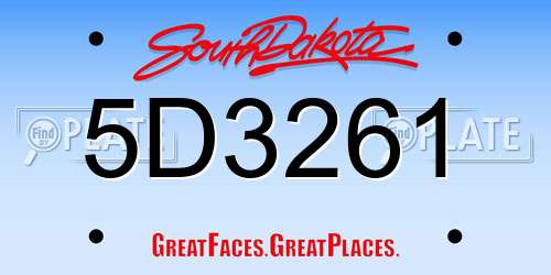 5D3261 South Dakota License Plate