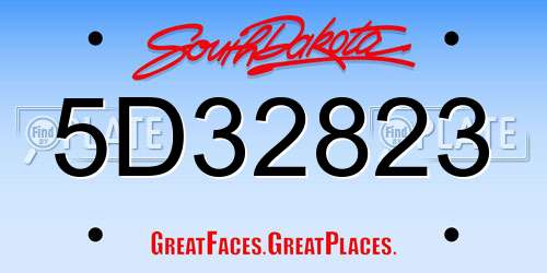 5D32823 South Dakota License Plate